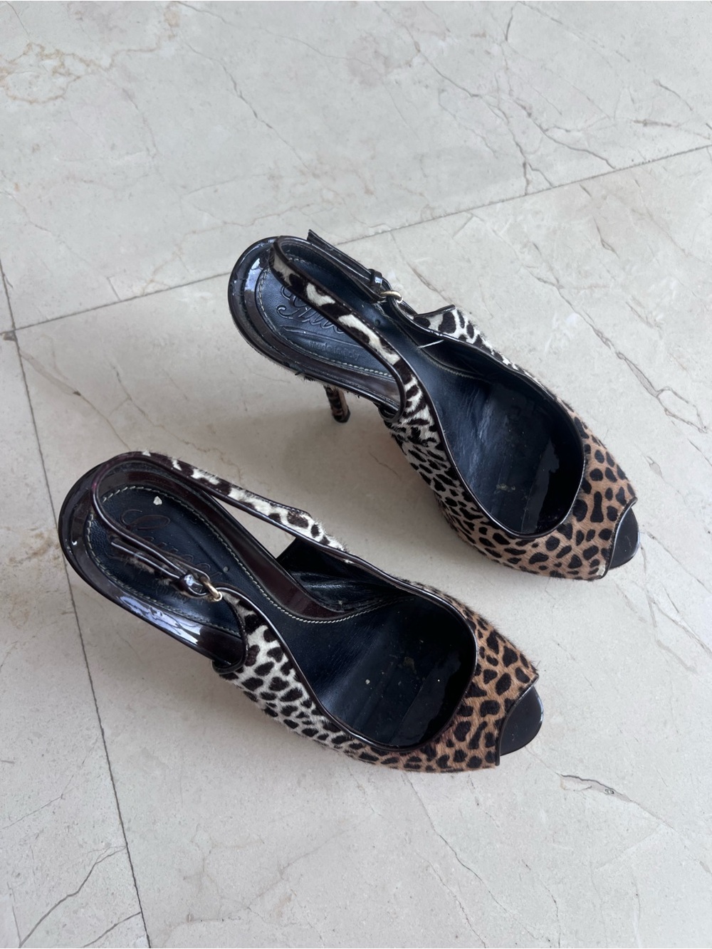 Vintage Gucci Leopard Print Peep-Toe Slingback Heels - Picture 7 of 7